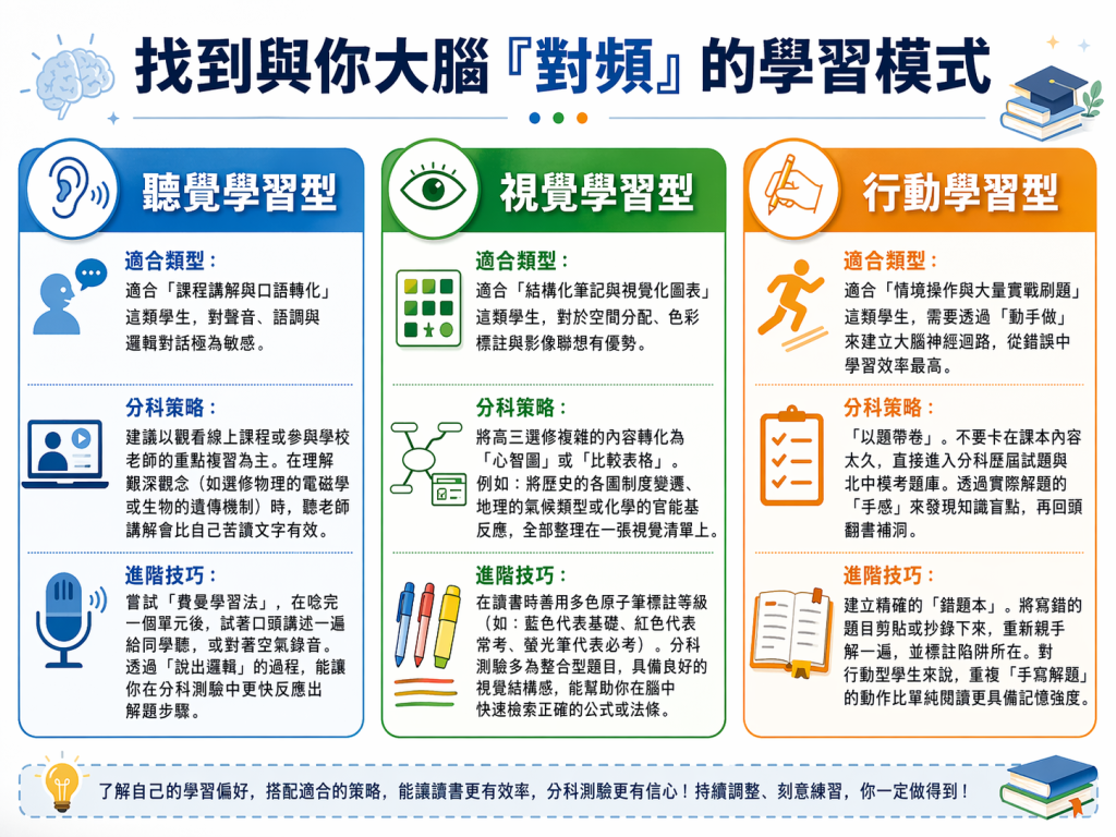 分科測驗的準備，需要找到與大腦對頻的學習模式