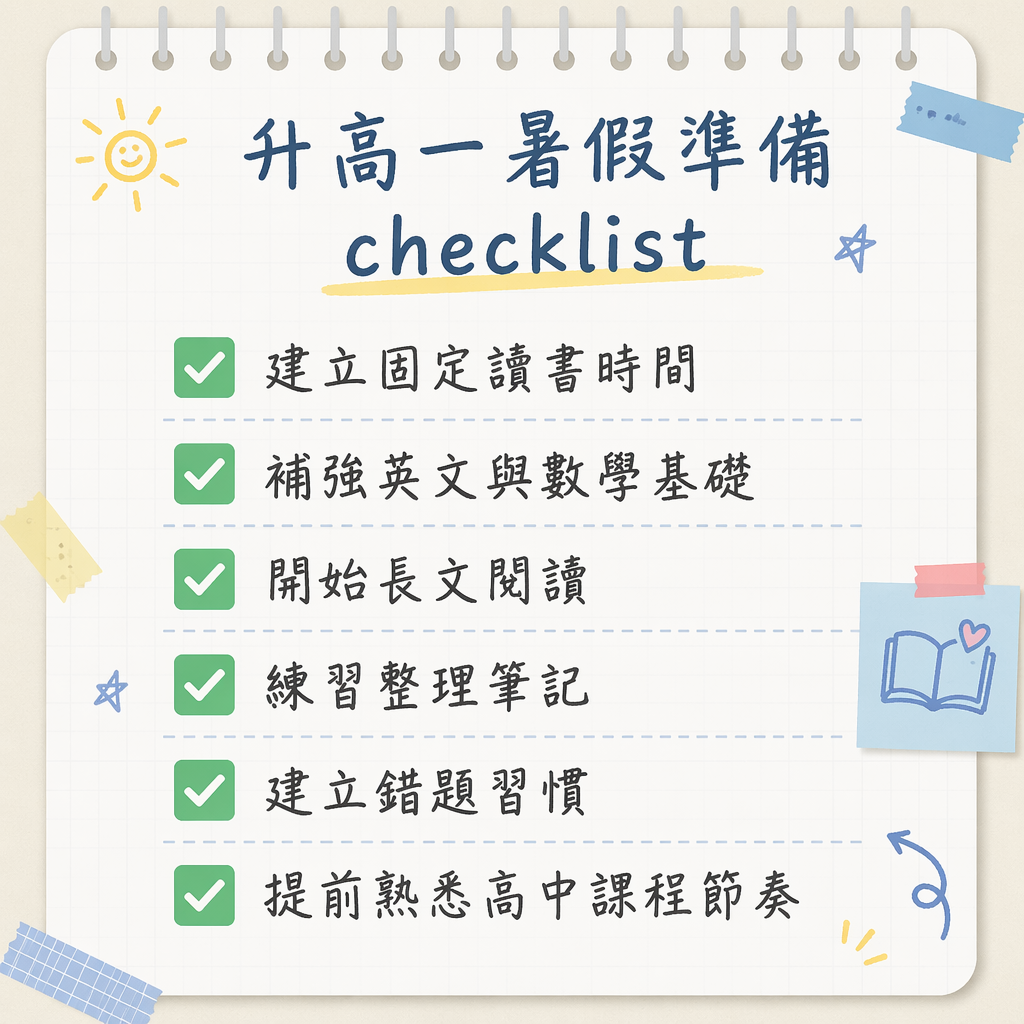 升高一暑假準備 checklist 與高中銜接學習重點