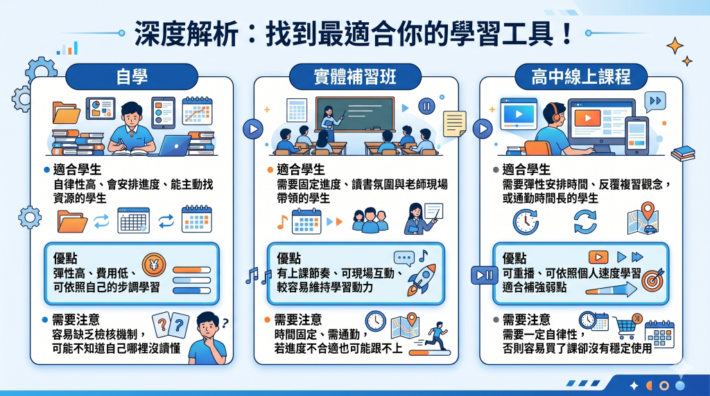 對高中生來說，找到最適合的學習工具，比追求補習班名師來得有效